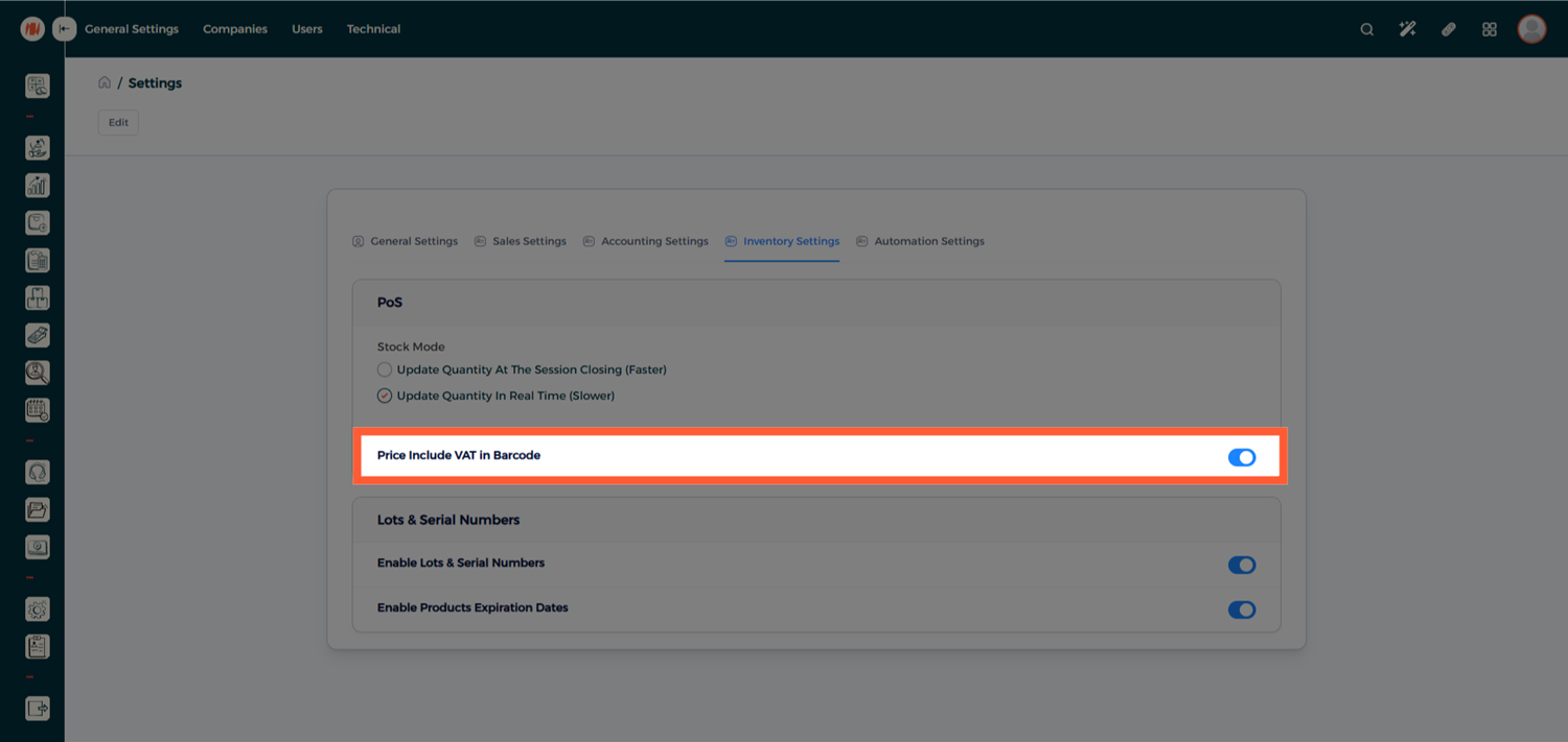 Step 3 - Enable VAT Barcode